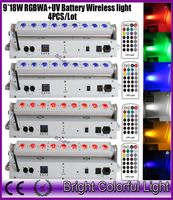 4xlot 2016 Yeni LED Pille Powered Kablosuz DMX LED Yıkama Aydınlatma IR kontrolörlü olaylar için 918W RGBWA UV uplights6071323