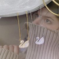Лебедтное ожерелье новой тенденции полная бриллиантовая ожерелья женская индивидуальность личности богемная ниша титановая стальная клавика