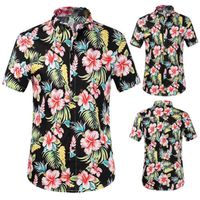 Herren Blumendruck Shirts Tops Bluse 2018 Sommer l￤ssig Kurzarm Holiday Hawaiian Beach Party Button Up Shirt277u