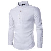 Whole- Stylish Linen Shirts Men Boy 2017 Spring New Long Sle...