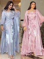 Ethnic Clothing Muslim Dress 3 Piece Set Abaya Kaftans Feath...