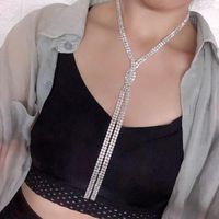 Chains 2022 Fashion Shiny Rhinestone Necklace Women' s Lo...