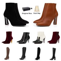 Pumps Woman Boots Outdoor Shoes High Heels Women Ankle Boot Sexy Pointed-Toe Red Bottoms New Season Booty Style For Delicate Short Booties