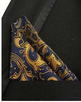 25 cm Paisley-Seidentaschentücher, gewebtes blaues Gold-Einstecktuch für Herren, Business-Casual, quadratische Taschen, Taschentuch, Hochzeit, Hanki4231855