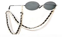 1pc Brand Designer Kanal Sunny Kabel wei￟ schwarzer Leder Brille Sonnenbrille Maskenhalter String Kette Gurt Pearl Halskette6843548