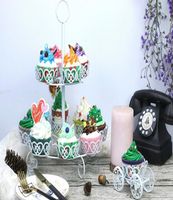 Nuovo carrello a cavallo cupcake stand muffin gelato pasticceria cottura a ruota metallica display di compleanno decorazioni per feste di compleanno supplI6593252