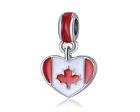 20pcslot Fashion Silver plated Enamel Canada Flags Heart Des...