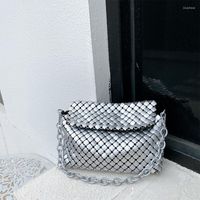 Bolsas de lujo Dise￱ador de bolsos para mujeres Crossbody Fashion Casual Mesh Aluminio Flakes con cadena y diamantes