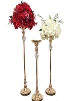 Jarrones 1 PPCS Gold Acrylic Flower Road Centróses de mesa de bodas Flores de la decoración del hogar3355339