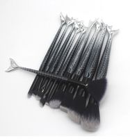 2STYLE 10PCSSET Black Mermaid Handle Brushes de maquiagem Design Design Blush Powlebrow Eyeliner Shadow Eyeliner com PU Bag8885249