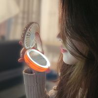 Neuer faltbarer Kosmetikspiegel mit LED-Fülllicht, kleiner Ventilator, zwei-in-one-Mini-USB-Aufladung, tragbare bürstenlose Stummschaltung