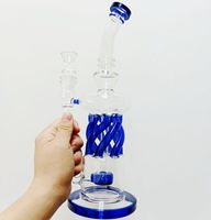 12 인치 샤워 헤드 트위스트 Perc Recycler Bong Hookahs 워터 파이프 허브 담배를위한 블루 헤드 가브 장비