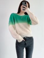 Kadın Sweaters Kadın Kazak 2022 Gençlik 5 Renk Gradyan Tiftik Yuvarlak Boyun Gevşek Uzun kollu Sonbahar