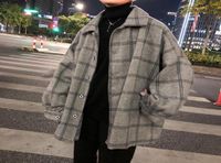 Men039s mezclas de lana hombres estilo coreano a cuadros abrigo 2021 hombre de calles para hombres harajuku modas de gran tama￱o chaquetas 5144436
