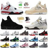 Nike Air Jordan retro 4 Travis scott 4 4s OFF White SAIL أعلى جودة رجل إمرأة أحذية كرة السلة المحكمة بيربل ولدت FIBA أسود القط المدربين أحذية رياضية
