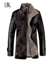 Vintage PU Leather Jackets Men039s Winter Warm Thicken Faux ...