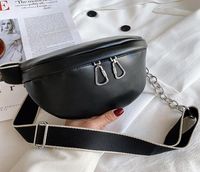 Bolsas de cintura Cofre de doble cremallera de estilo coreano para mujeres Fashion Strap ancho de ni￱as Crossbody de cuero Gran capacidad Sling4156643