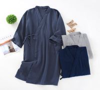 men039s kimono Lightgown Cotton Crepe Mens Robe Rould Rould Retbe Male Blue Gray Cardigan Home Wear Walke Sleepwear Men Robe5543800