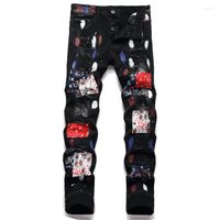 Jeans pour hommes hommes punk streetwear ripped trou patchwork pantalon pantalon hip hop crayon joggers pour m￢le