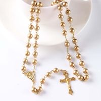 Collane a pendente Rosario perle lunghe collana catena di plastica trasversale per uomo gioielli di moda Ges￹