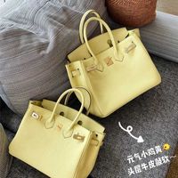 Birkins Designer حقيبة Herme Herme Bag Bag Dicken Yellow Fashion Premium Leather Leather High-Capative Female ZC