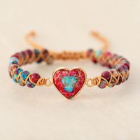 Braccialetti di fascino Natural Stone Heart String intrecciato Macrame Bracletti Jaspers Friendship Wrist Wrap Bracciale Femme Women Women Jewelry