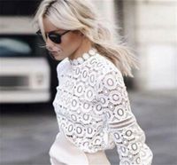Fashion 2021 Womens Lace Crochet Flower Blouses Ladies Cotto...