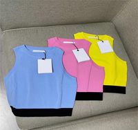 Femmes039s chars camis tshirt dames top tricot marque cotton sexy lettre brod￩e camisole manche courte nombril serr￩ solide5158322