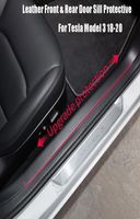 Pour Tesla Model 3 Porte arrière avant Sill Protection de protection Cuir en cuir Fibre de carbone 1721 4PCS8996225