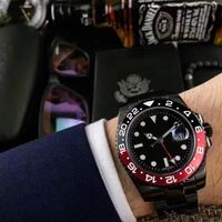 럭셔리 시계 고품질 브랜드 새로운 II 시계 '배트맨 116710 블랙 레드 세라믹 자동 남성 감시 남자 시계 WR228W