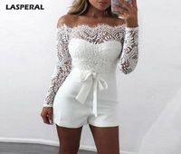 LASPERAL Sexy Lace Off Shoulder Womens Jumpsuit Patchwork Bo...