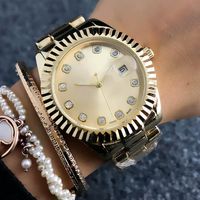 패션 브랜드 시계 여자 여자 여자 크리스탈 스타일 금속 스틸 밴드 석영 캘린더 손목 시계 x432105
