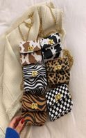 Çocuklar sahte at kürk zebra leopar çanta kızlar kareli crossbody eyer çanta tasarımcısı çocuklar tek omuz prenses çantaları q32393593526