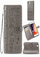 Case de billetera de gato y perros cóncavos para la cubierta de cuero de iPhone 8 PU con hermosa correa de mano de hebilla magnética Modeliphone87686591