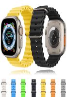 Ocean Band for Apple Watch Ultra Strap Series 8 7 6 SE 54321 Pulso de silicone para Iwatch Sport Stretch Bracelet 49mm 45 44mm4173251