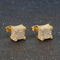 Pendientes de tuerca de lujo para hombres y mujeres Iced Out Rapper's Hip Hop Piercings Ear Ring Gold Color Plated Jewelry Wholesale OHE013