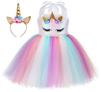 Neues Tutu -Kleid mit Stirnband für Mädchen Kinder Einhorn Pailletten -Hosenträger Tulle Kleider Kinder Party Kostüm Schneller Versand5260318