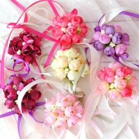 Boda de flores artificiales Boda de dama de honor de la mu￱eca Flor de mu￱eca Rolio de la mano de novia Flores de novia Decoraciones de fiesta Bridal Prom 8cm