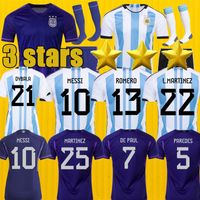 3 Yıldız 22/23 Arjantin Futbol Forması Hayranları ve Oyuncu Versiyonu Dybala Aguero Maradona Futbol Gömlek Erkekler Çocuklar Çoraplarla Üniforma Di Maria Camiseta De Futbol 213453