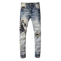 Мужские джинсы 20SS Дизайнер Джинс Бесситрованный байкер Slim Fit Denim для мужской моды Жанн Манс Брюки Pour Hommes #ZDK011