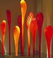 Escultura de jardim L￢mpadas de artes de laranja esculturas personalizadas 7 pe￧as Murano Glass Floor luminoso Decora￧￣o de arte ao ar livre artesanato de arte 5215636