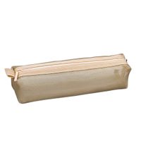 Case de l￡piz de PVC dorado bolsa de bol￭grafo delgada de bolsillo de l￡piz con cremallera para adultos 122355