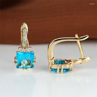 Hoop Earrings Classic Gold Color Wedding Simple Trendy Squar...