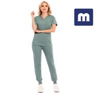 Medigo012 Women039s Pantalones de dos piezas Color sólido Spa Trajes de trabajo de clínica enhebrada Topspants Unisex Scrubs Pet Nursing Hospital U3669167