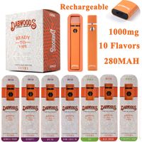 DABWOODS premium Cigarros eletrônicos descartáveis vazios com 1 grama de espessura de óleo Vape descartáveis Canetas de dispositivo recarregável 280MAH Kits iniciais Embalagem 10 sabores