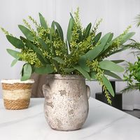 Dekorative Blumen k￼nstliche Pflanze Gr￼n, multi -verwurzelte Zweige 38 cm/14,9 Zoll frischer Pastoralstil Home Decoration Wohnzimmertisch