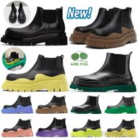 Botas de botas de diseñador Botas de cuero para mujeres Classic Black Yellow Green Plataforma Flat Boot Fahsion Zapato