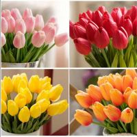Fantasía Decoración del hogar Flores de boda ZonaFlor 25pcs/Lote Tulip Flower Artificial Touch PU PU Bouquet Flores