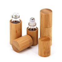 3ml 5ml 10ml bambu ahşap şişe parfüm boş yağ paslanmaz rulo top aromaterapi silindir en iyi kalite