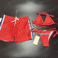 Логотип букв пары купальники красные женские бикини для бикини шорты пляжные брюки на открытые туристические купальники для женщин